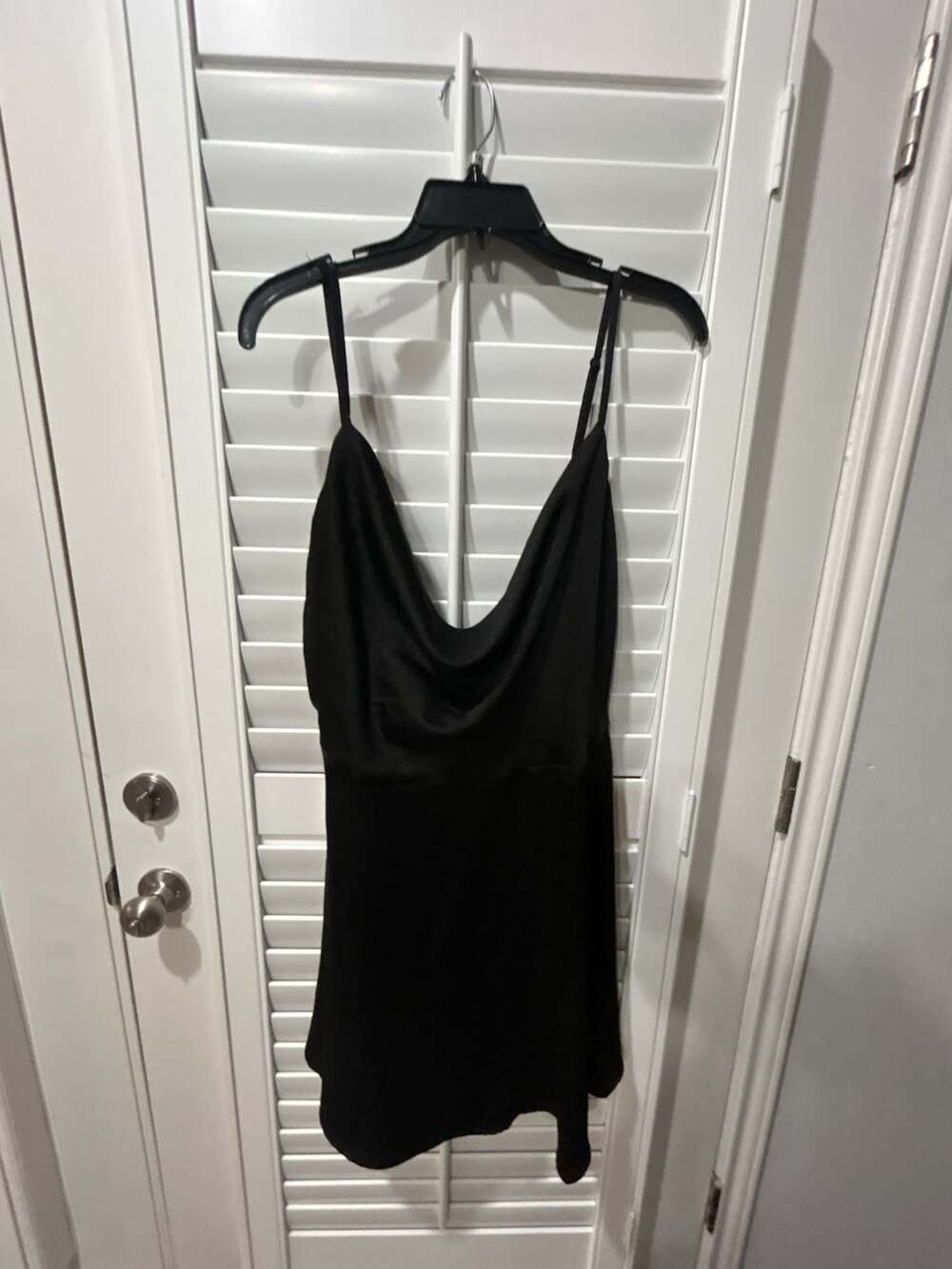 Speechless Satin Cowl Neck Backless Tie Mini Dress Black XXL